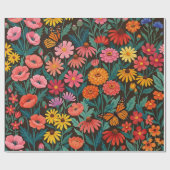Abstracte Wilde Bloemen Monarchen Inpakpapier (Vlak)