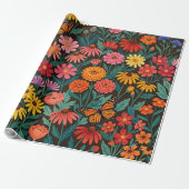 Abstracte Wilde Bloemen Monarchen Inpakpapier (Uitgerold)