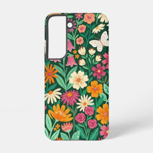 Abstracte wilde bloemen vlinders Samsung hoesjes Galaxy Hoesje