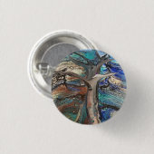 Abstracte wilde boom blues en groenen ronde button 3,2 cm (Voorkant /achterkant)