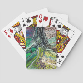 Abstracte wilde boomgroen en blauw pokerkaarten