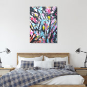 Abstracte Wilde Botanische Neo-Expressionist Canvas Afdruk (Insitu (Slaapkamer))