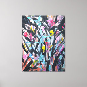 Abstracte Wilde Botanische Neo-Expressionist Canvas Afdruk
