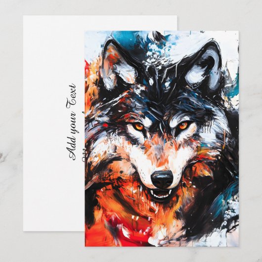 Abstracte Wilde Geest Wolf Aankondiging (Voorkant / Achterkant)