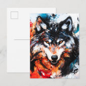 Abstracte Wilde Geest Wolf Aankondigingskaart (Voorkant / Achterkant)