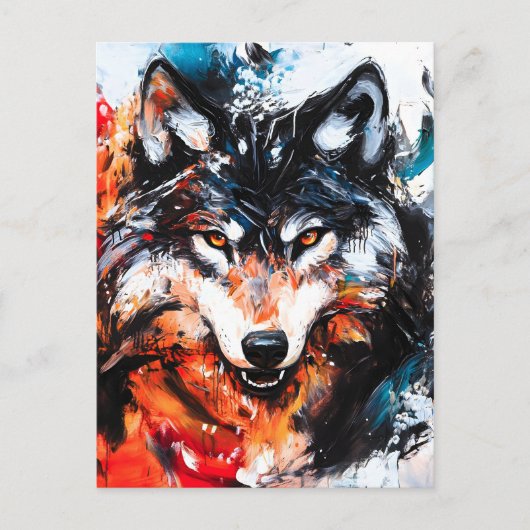 Abstracte Wilde Geest Wolf Aankondigingskaart (Voorkant)