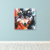 Abstracte Wilde Geest Wolf Canvas Afdruk (Insitu (Houten vloer))