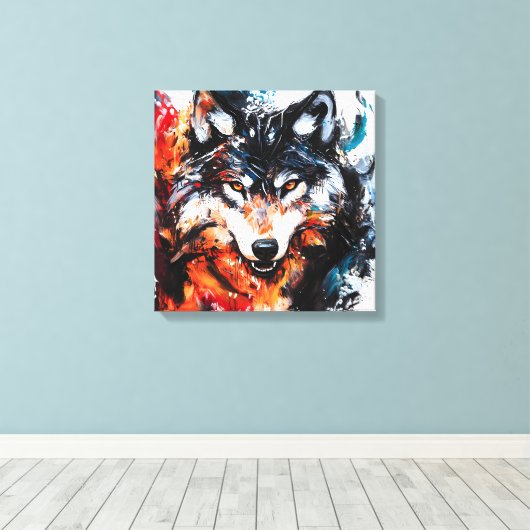 Abstracte Wilde Geest Wolf Canvas Afdruk (Insitu (Houten vloer))