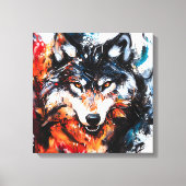 Abstracte Wilde Geest Wolf Canvas Afdruk (Voorkant)