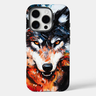 Abstracte Wilde Geest Wolf iPhone 16 Pro Hoesje