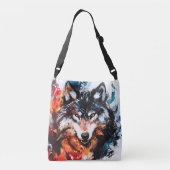 Abstracte Wilde Geest Wolf Crossbody Tas (Achterkant)