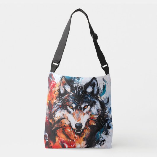 Abstracte Wilde Geest Wolf Crossbody Tas (Voorkant)