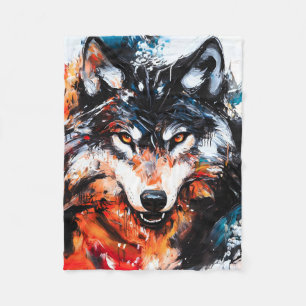 Abstracte Wilde Geest Wolf Fleece Deken