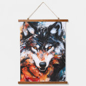 Abstracte Wilde Geest Wolf Hangend Wandkleed (Voorkant)
