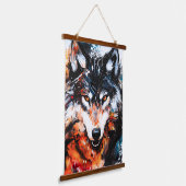 Abstracte Wilde Geest Wolf Hangend Wandkleed (Gebogen)