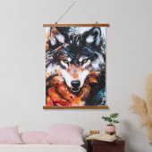 Abstracte Wilde Geest Wolf Hangend Wandkleed (Slaapkamer)