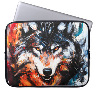 Abstracte Wilde Geest Wolf Laptop Sleeve