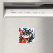 Abstracte Wilde Geest Wolf Magneet (Insitu (Vaatwasser))