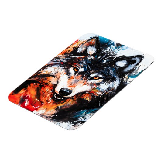 Abstracte Wilde Geest Wolf Magneet (Linkerzijde)
