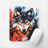 Abstracte Wilde Geest Wolf Muismat (Met muis)