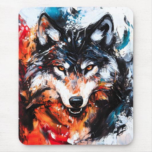 Abstracte Wilde Geest Wolf Muismat (Voorkant)