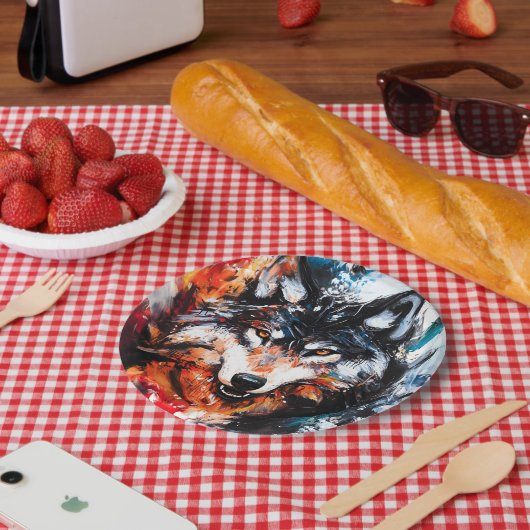 Abstracte Wilde Geest Wolf Papieren Bordje (Picknick)
