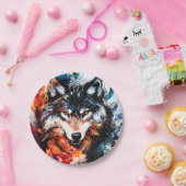 Abstracte Wilde Geest Wolf Papieren Bordje (Feest)