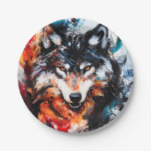 Abstracte Wilde Geest Wolf Papieren Bordje (Voorkant)