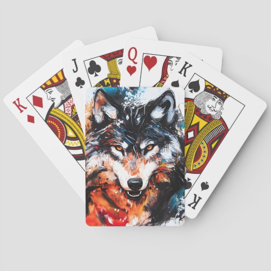 Abstracte Wilde Geest Wolf Pokerkaarten (Achterkant)