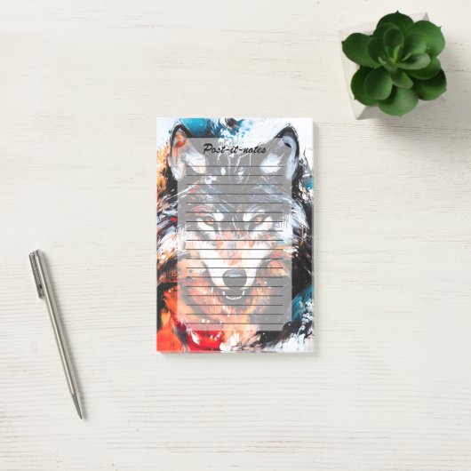 Abstracte Wilde Geest Wolf Post-it® Notes (Kantoor)