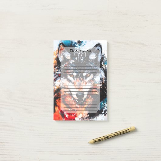 Abstracte Wilde Geest Wolf Post-it® Notes (Op bureau)