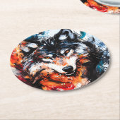 Abstracte Wilde Geest Wolf Ronde Kartonnen Onderzetter (Gebogen)