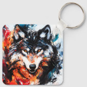 Abstracte Wilde Geest Wolf Sleutelhanger (Achterkant)