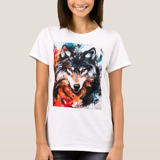 Abstracte Wilde Geest Wolf T-shirt (Voorkant)
