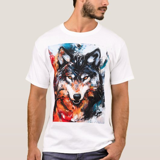 Abstracte Wilde Geest Wolf T-shirt (Voorkant)