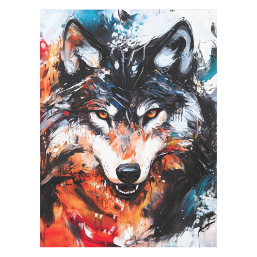 Abstracte Wilde Geest Wolf Tafelkleed (Voorkant)