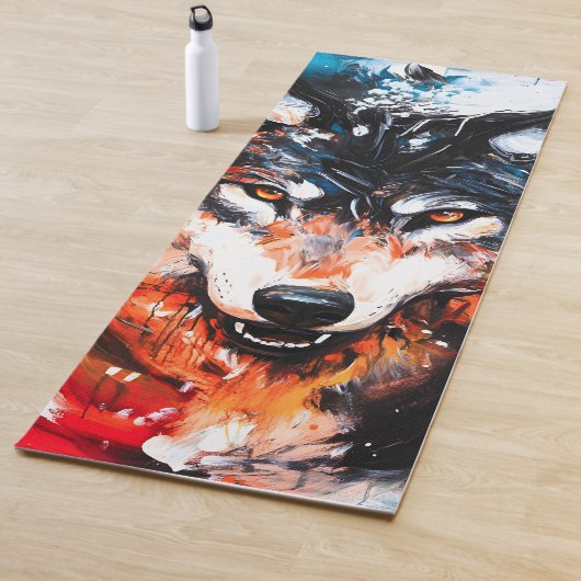Abstracte Wilde Geest Wolf Yogamat (In situ)