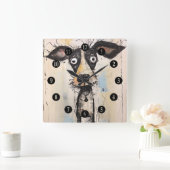 Abstracte wilde harige hond vierkante klok (Huis)