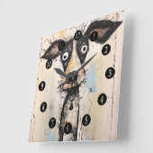 Abstracte wilde harige hond vierkante klok (Hoek)