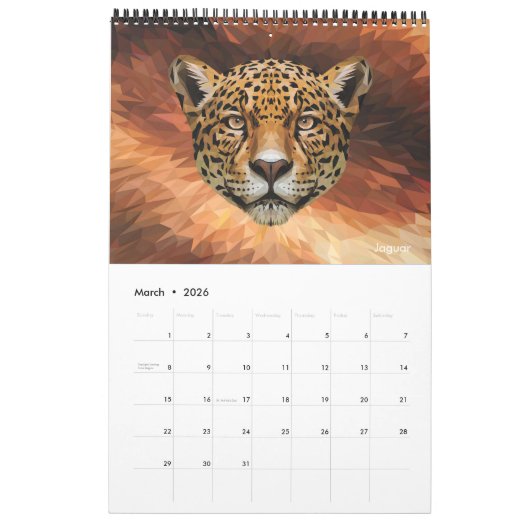 Abstracte wilde katten Motivatie Kalender (Mar 2026)