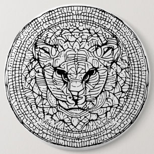 Abstracte wilde kattenkop ronde button 6,0 cm
