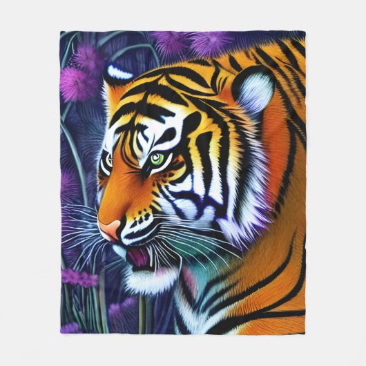 Abstracte Wilde Majestic Predator Tiger Fleece Deken (Voorkant)