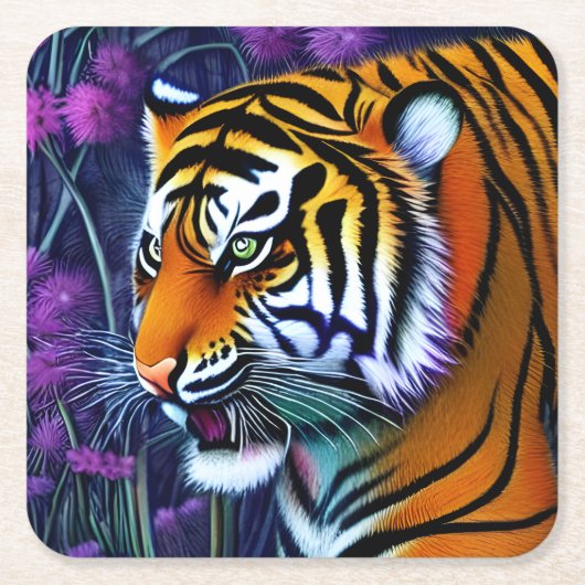 Abstracte Wilde Majestic Predator Tiger Kartonnen Onderzetters (Voorkant)