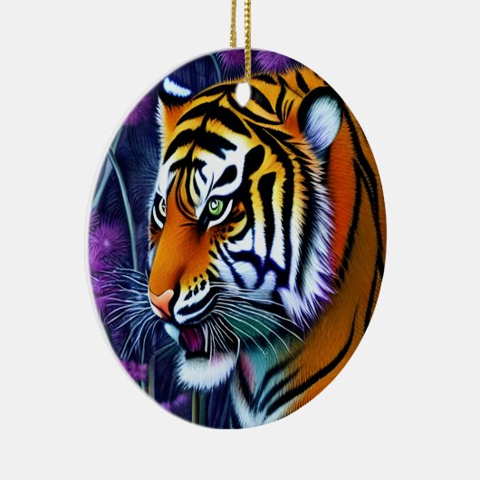 Abstracte Wilde Majestic Predator Tiger Keramisch Ornament (Rechts)