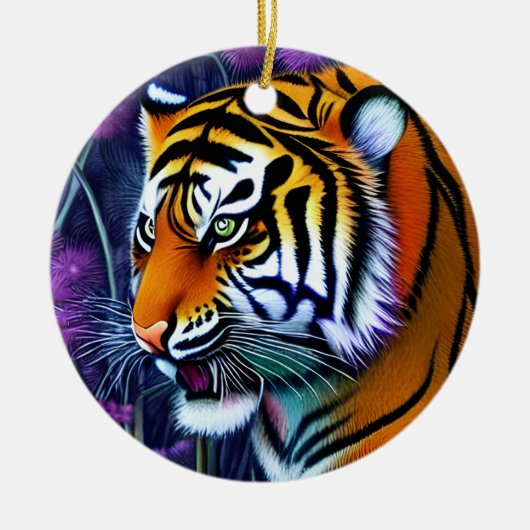 Abstracte Wilde Majestic Predator Tiger Keramisch Ornament (Voorkant)