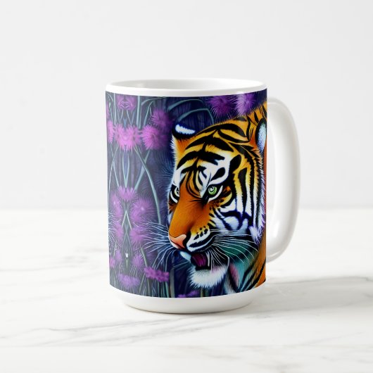 Abstracte Wilde Majestic Predator Tiger Koffiemok (Voorkant rechts)