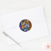 Abstracte Wilde Majestic Predator Tiger Ronde Sticker (Envelop)