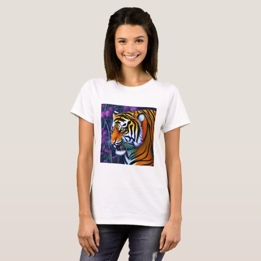 Abstracte Wilde Majestic Predator Tiger T-shirt (Voorkant volledig)