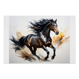 Abstracte wilde paarden in beweging perfect poster