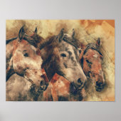 Abstracte wilde paarden Western afdrukken Poster (Voorkant)